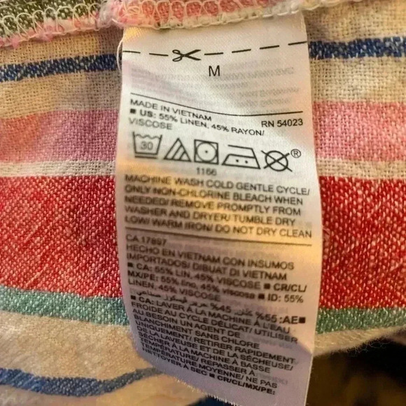 Old Navy Women's Size M Striped Sleevelesss Linen Blend Midi Shirtdress Pockets - Picture 5 of 6